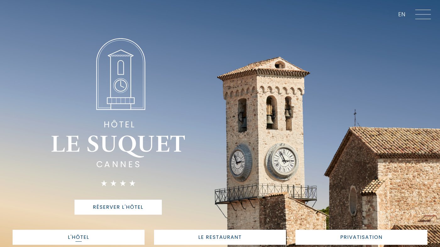 The home page of hotelsuquetcannes.com