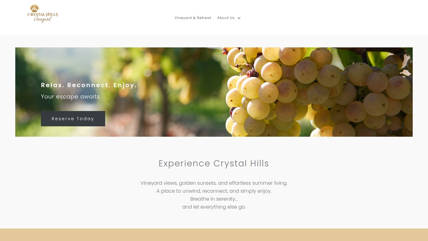 The home page of crystalhills.com