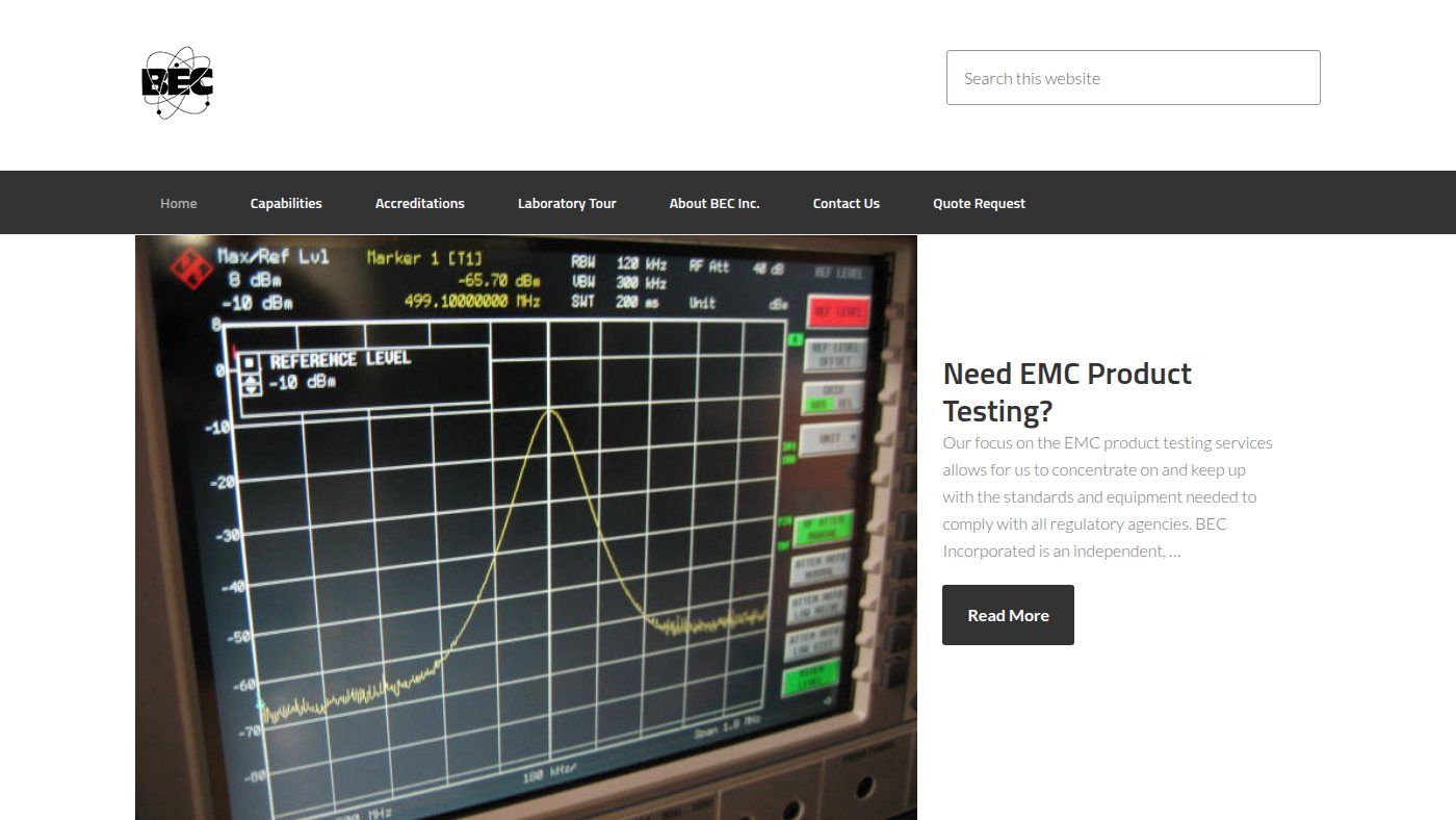 The home page of bec-ccl.com