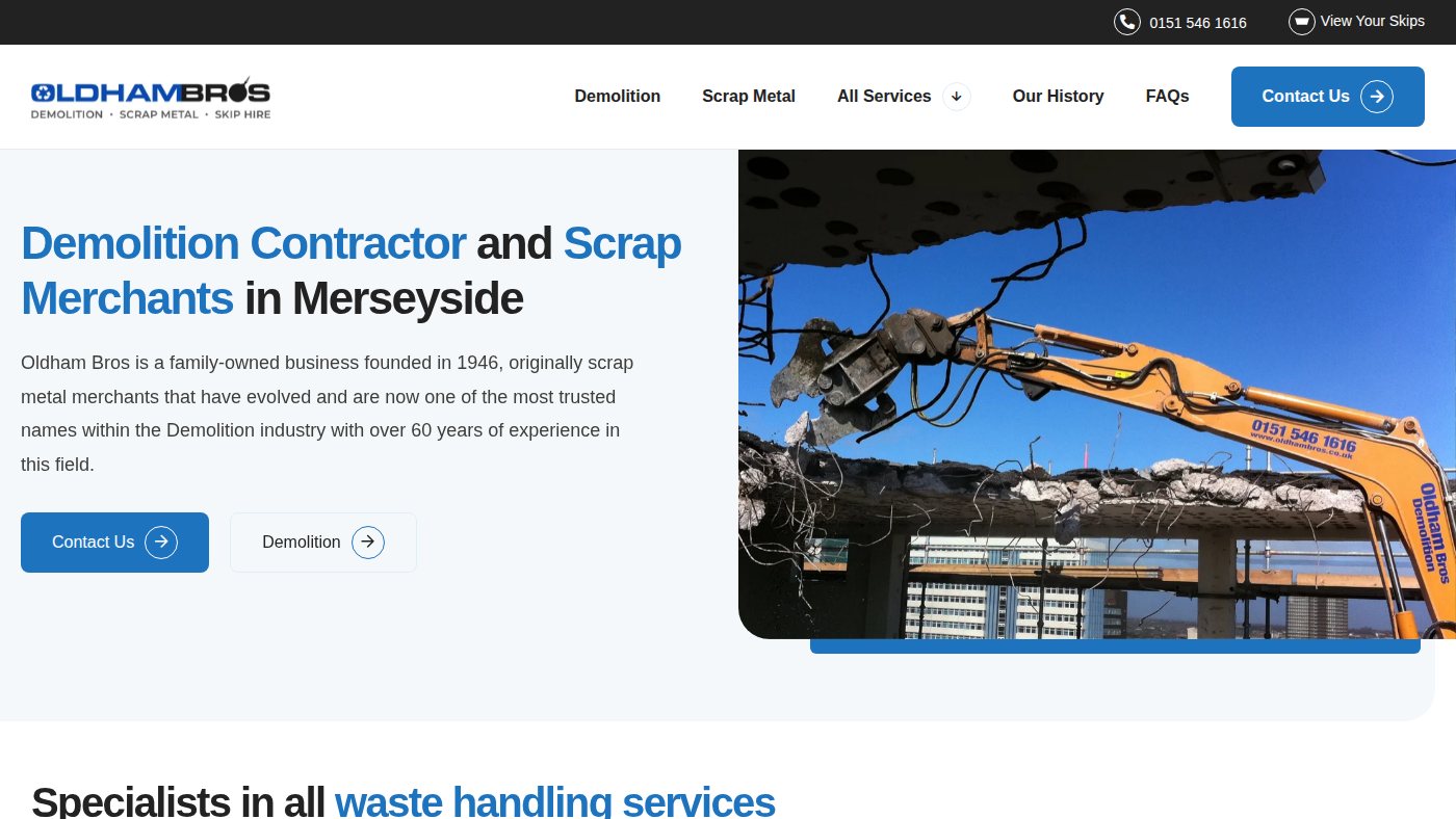 The home page of oldhambros.co.uk