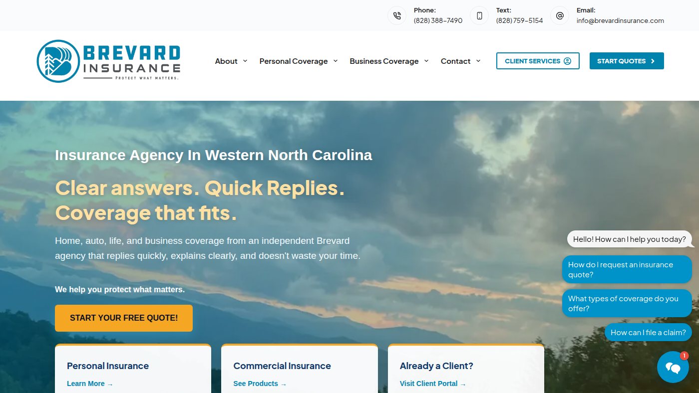 The home page of brevardinsurance.com