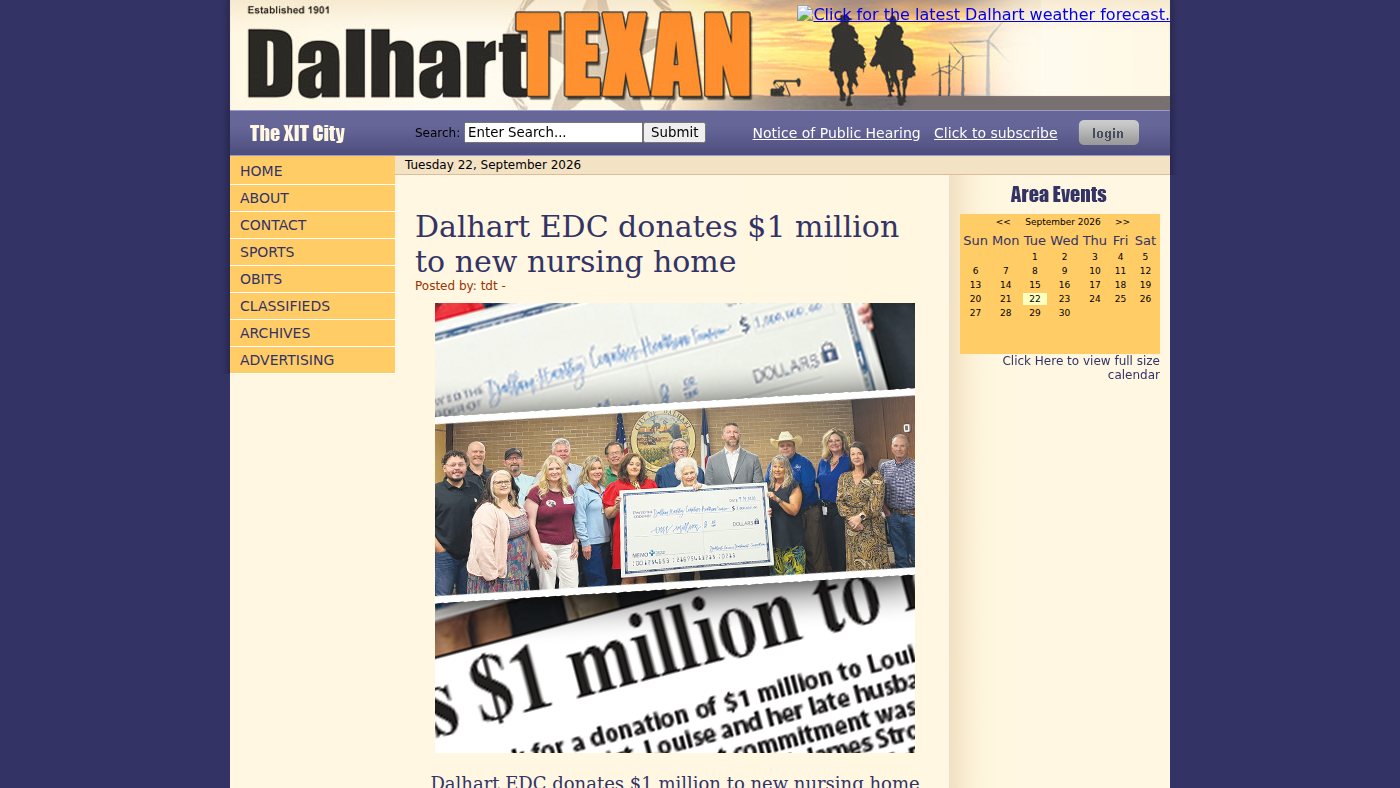 The home page of thedalharttexan.com
