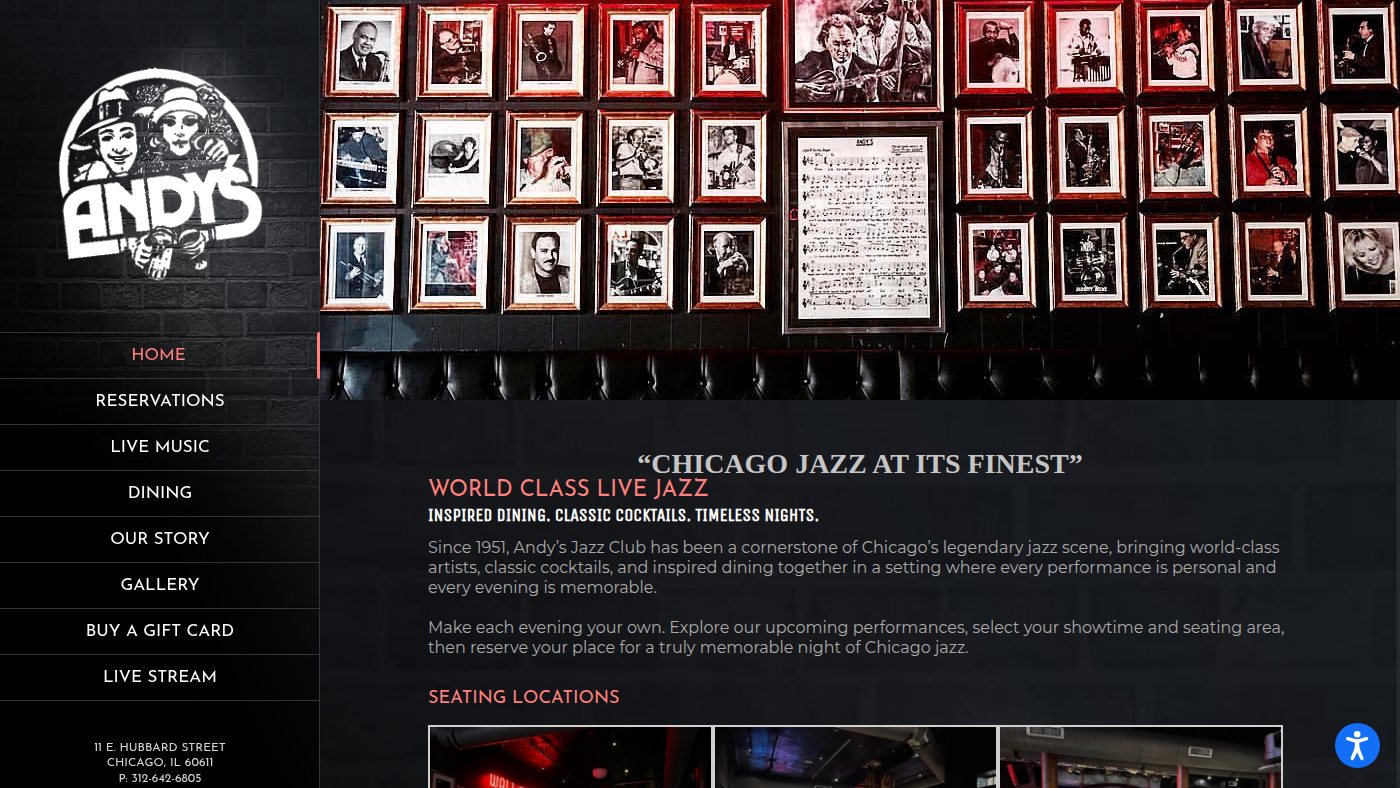 The home page of andysjazzclub.com
