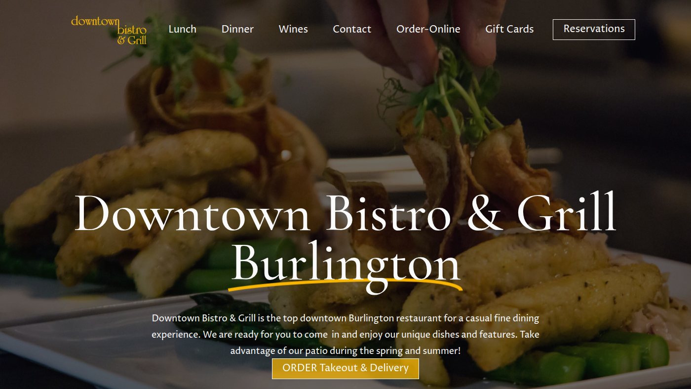 The home page of downtownbistro.ca
