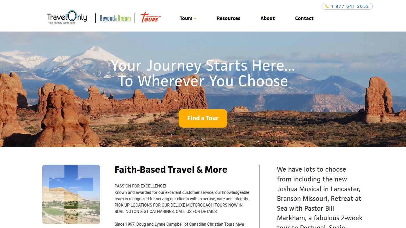 The home page of beyondadream.ca