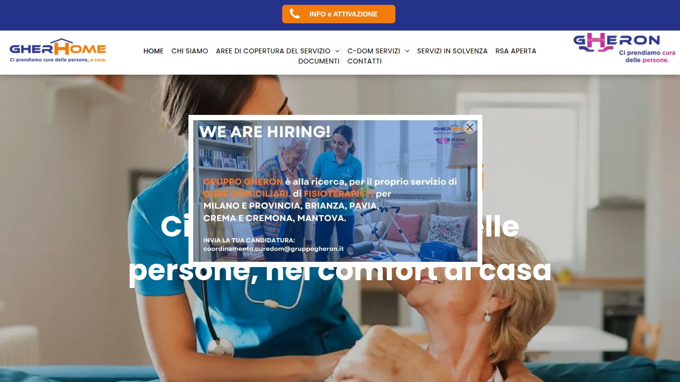 The home page of curedomiciliarigruppogheron.it