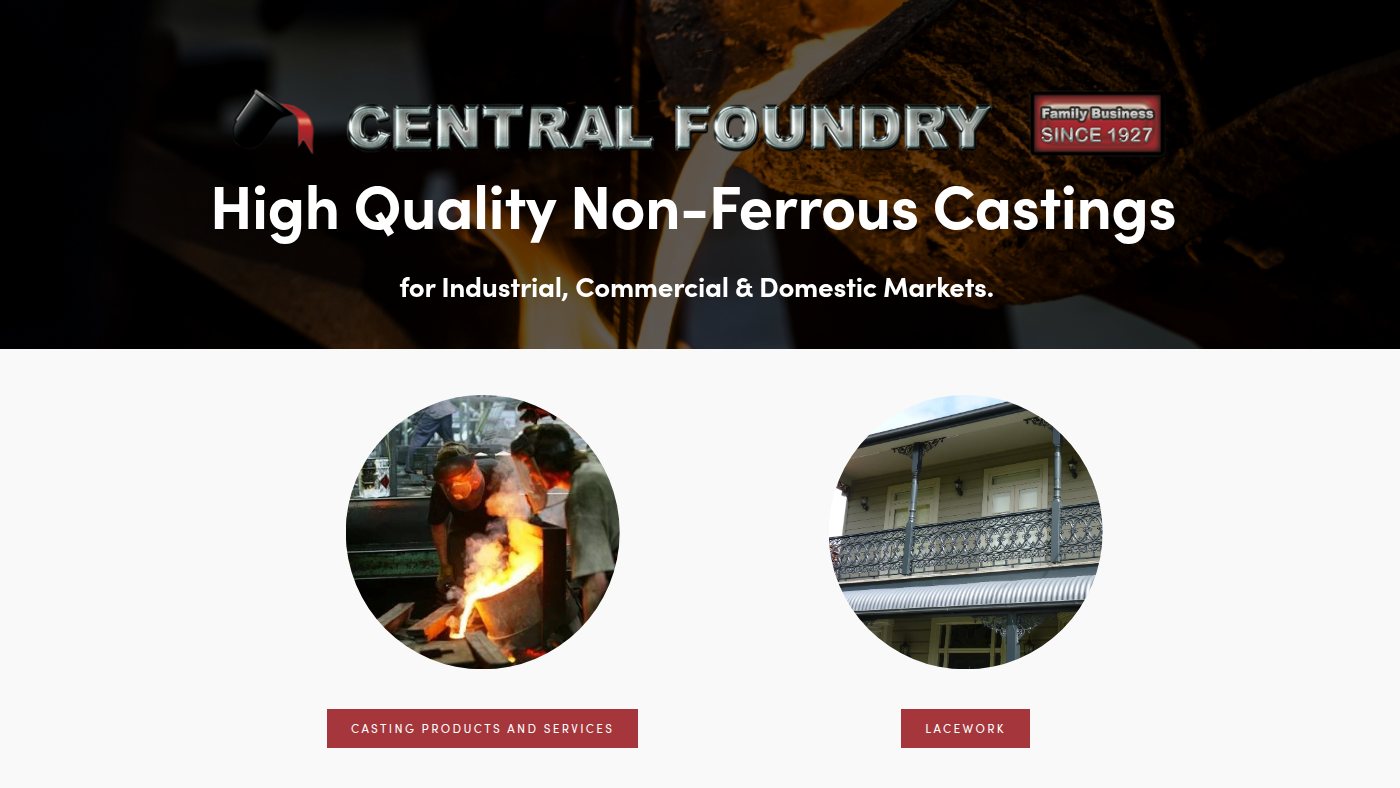 The home page of centralfoundry.com.au