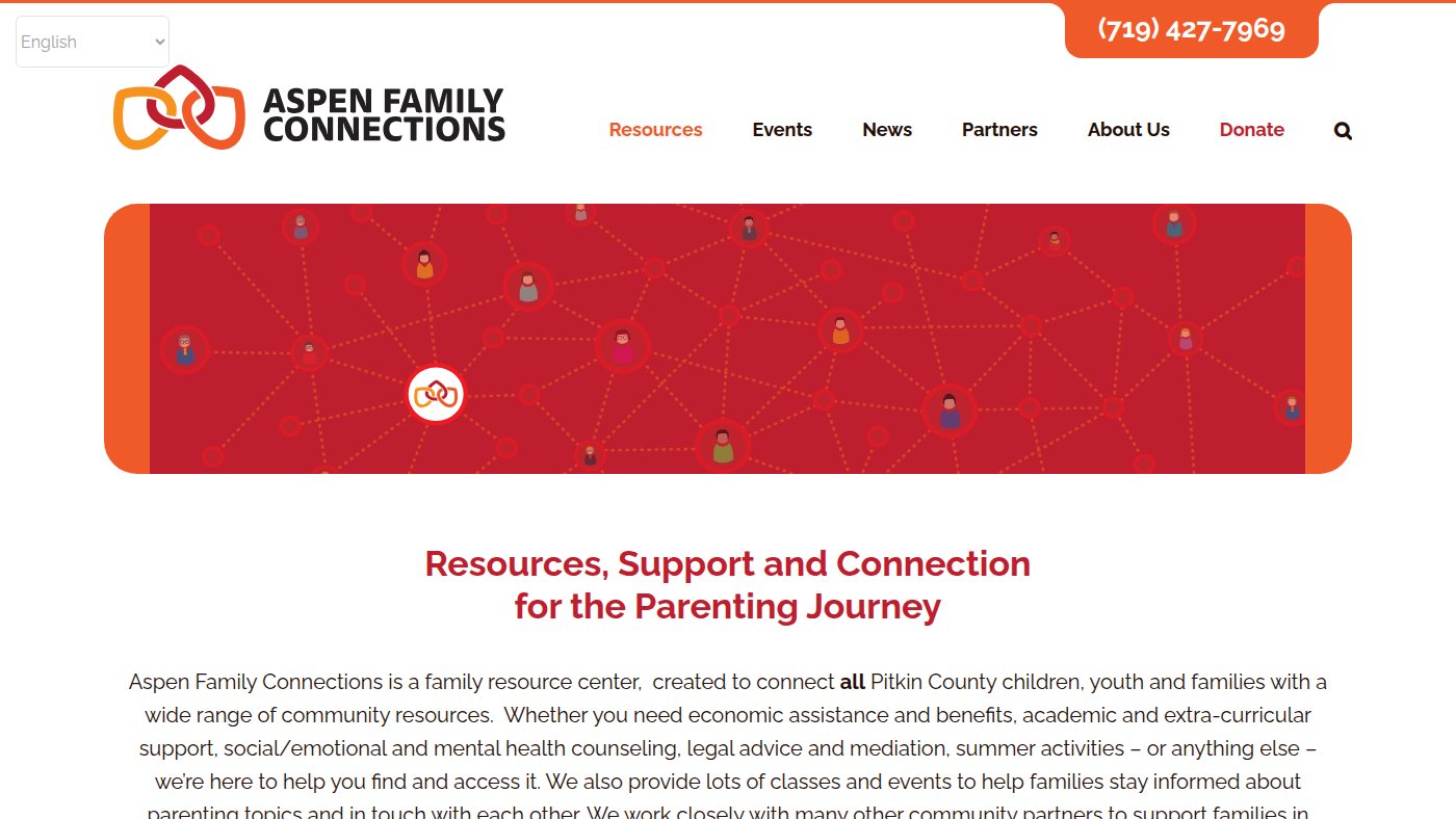 The home page of aspenfamilyconnections.org