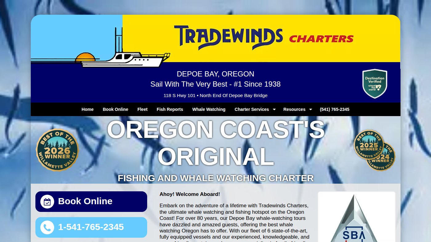 The home page of tradewindscharters.com