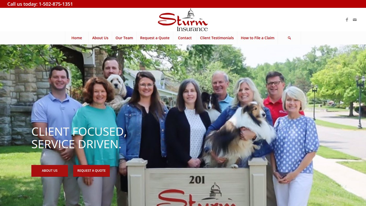 The home page of sturminsurance.com