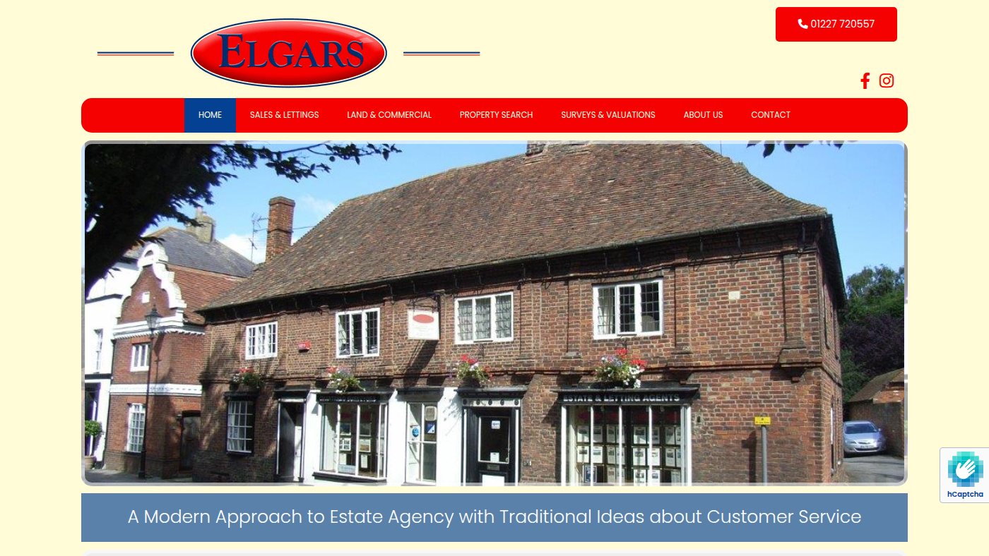 The home page of elgars.uk.com