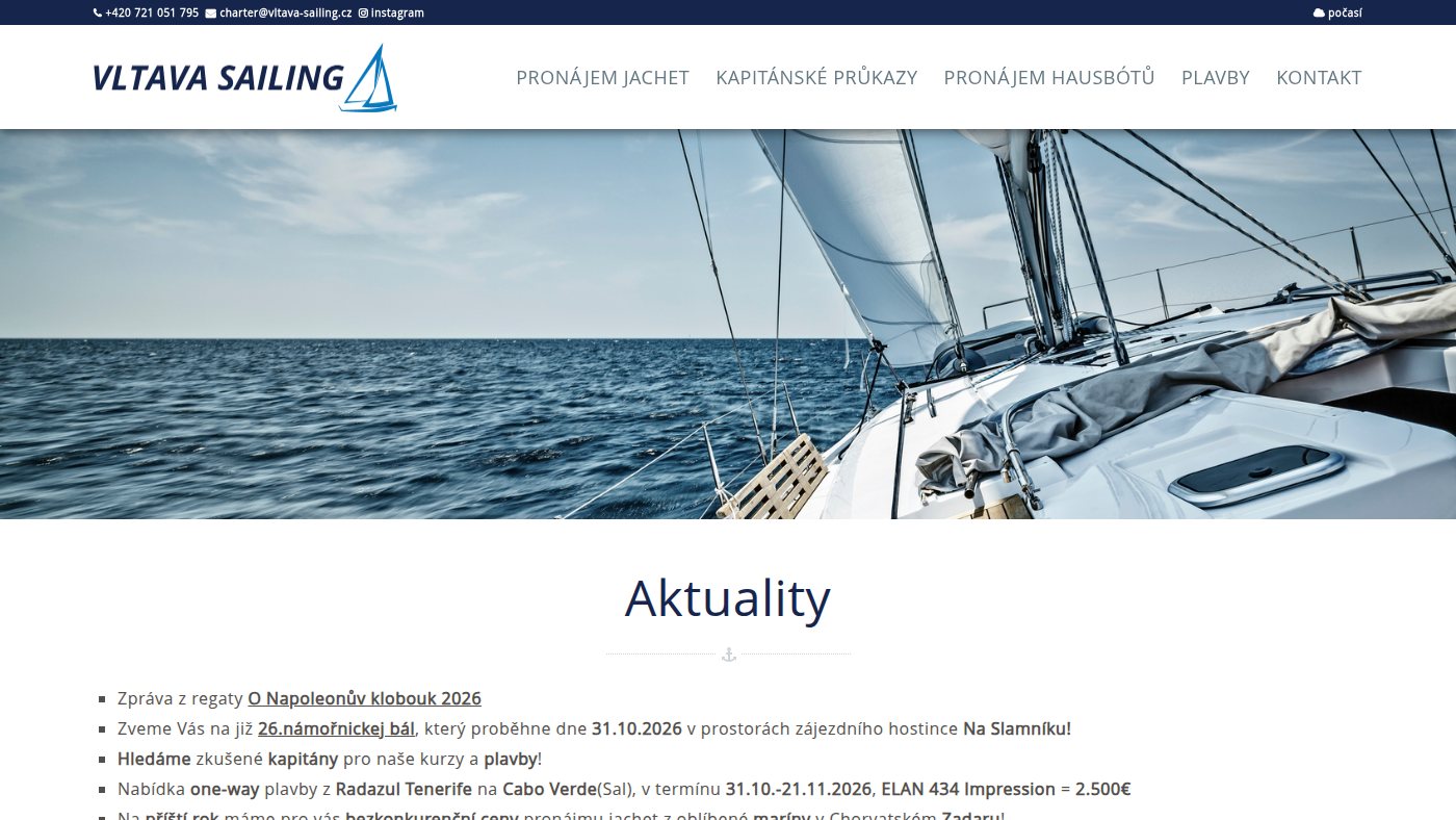 The home page of vltava-sailing.cz