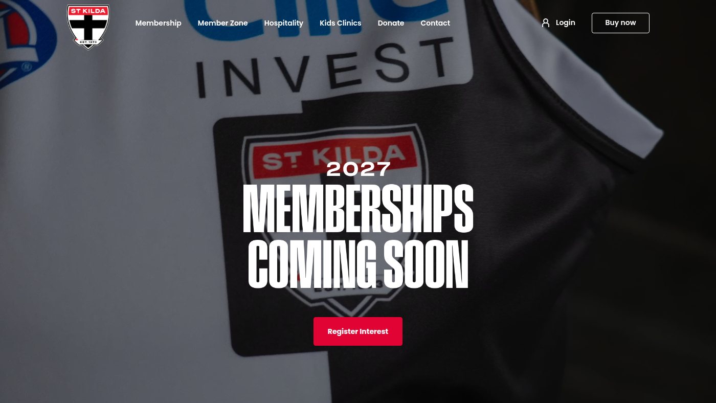 The home page of saintsmembership.com.au