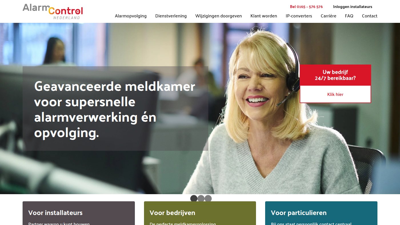 The home page of alarmcontrol.nl