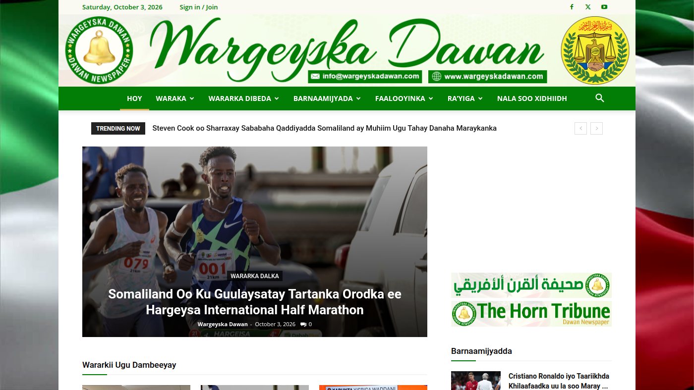 The home page of wargeyskadawan.com