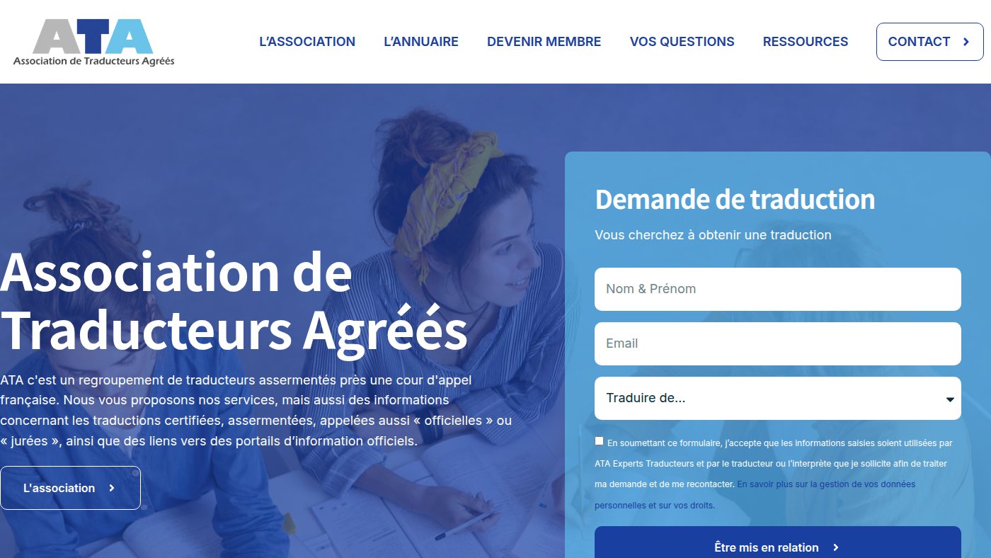 The home page of expertstraducteurs.com