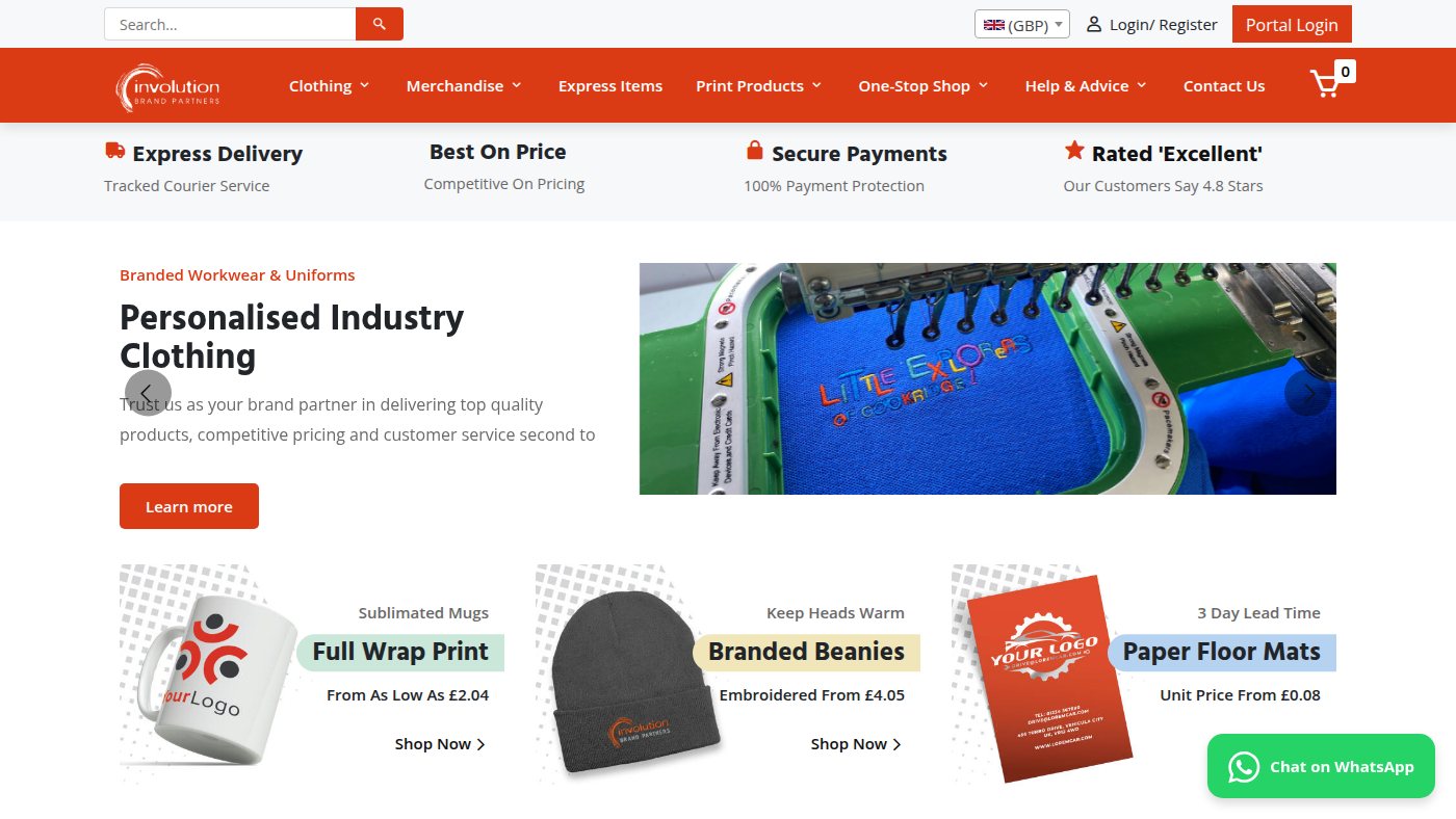 The home page of involution.co.uk