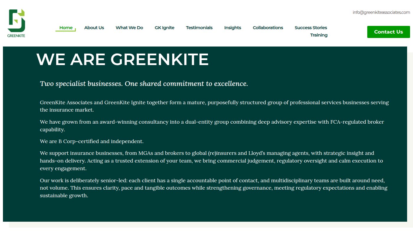 The home page of greenkiteassociates.com