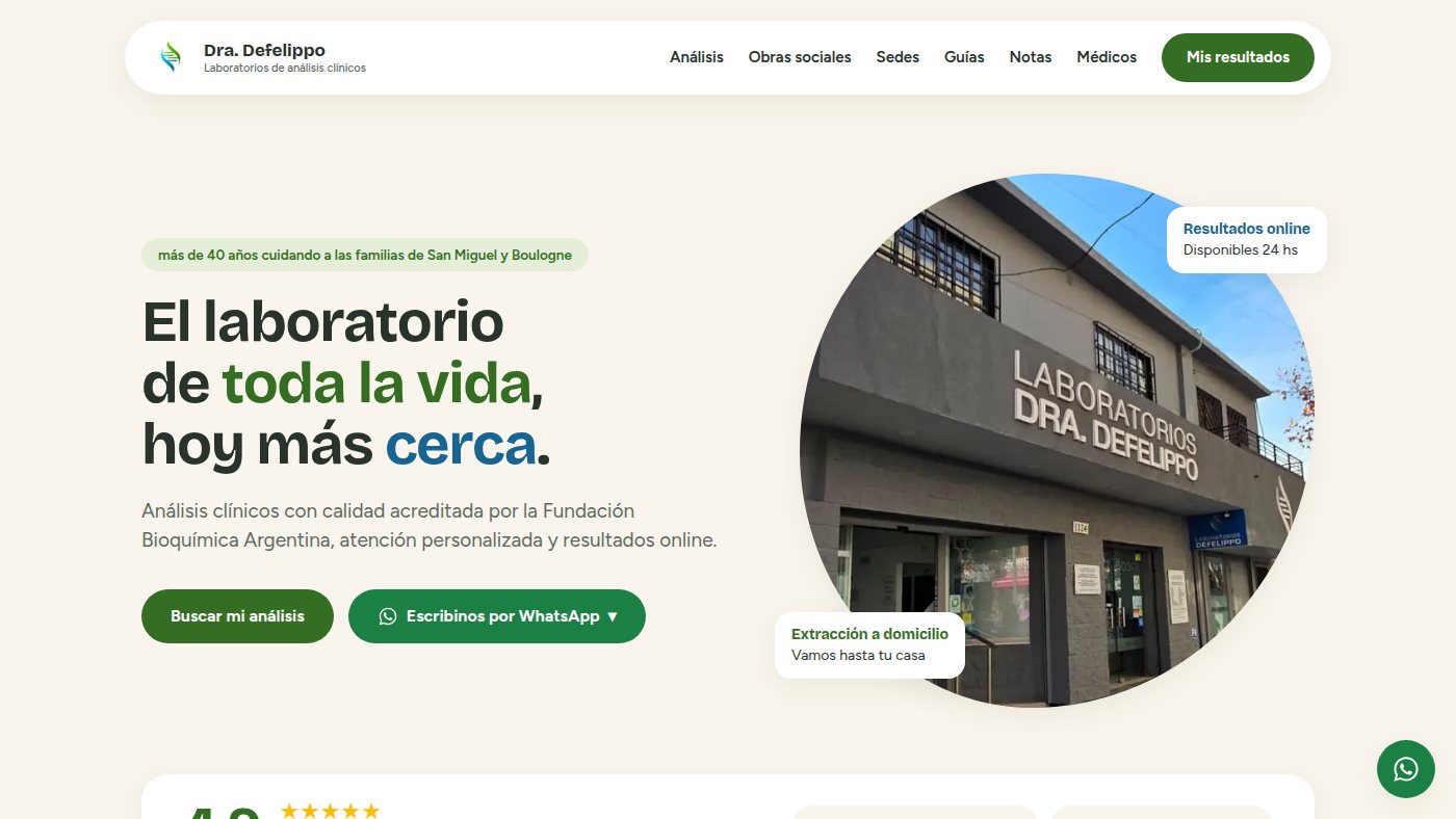 The home page of laboratoriosddm.com.ar
