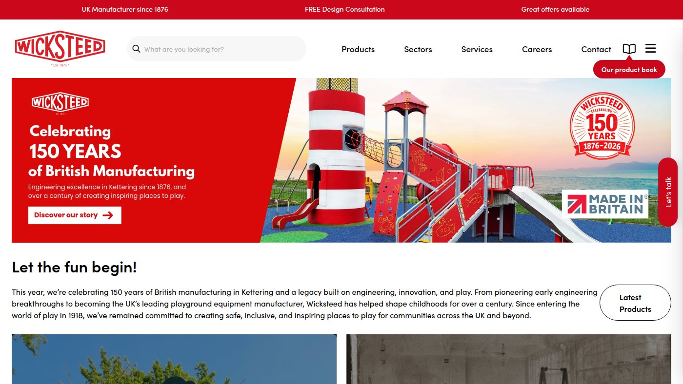 The home page of wicksteed.co.uk