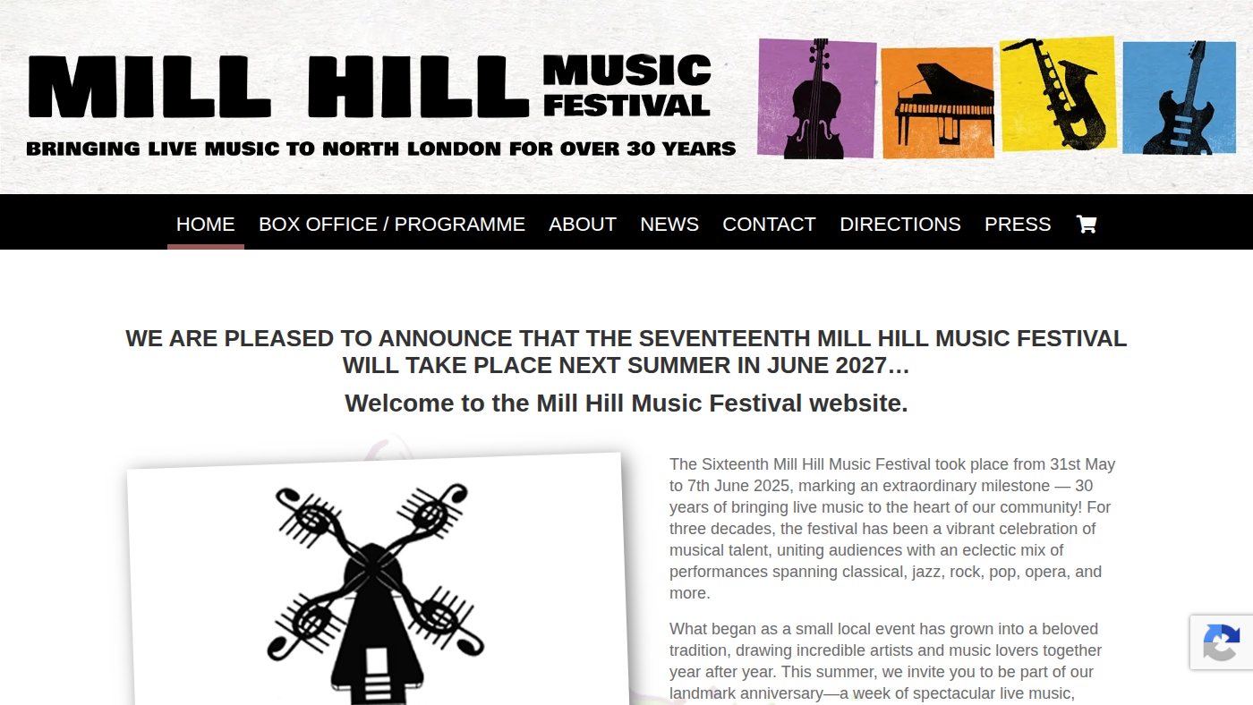The home page of millhillmusicfest.co.uk