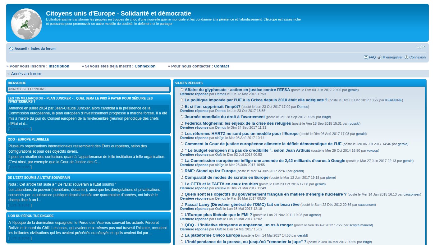 The home page of citoyensunisdeurope.eu
