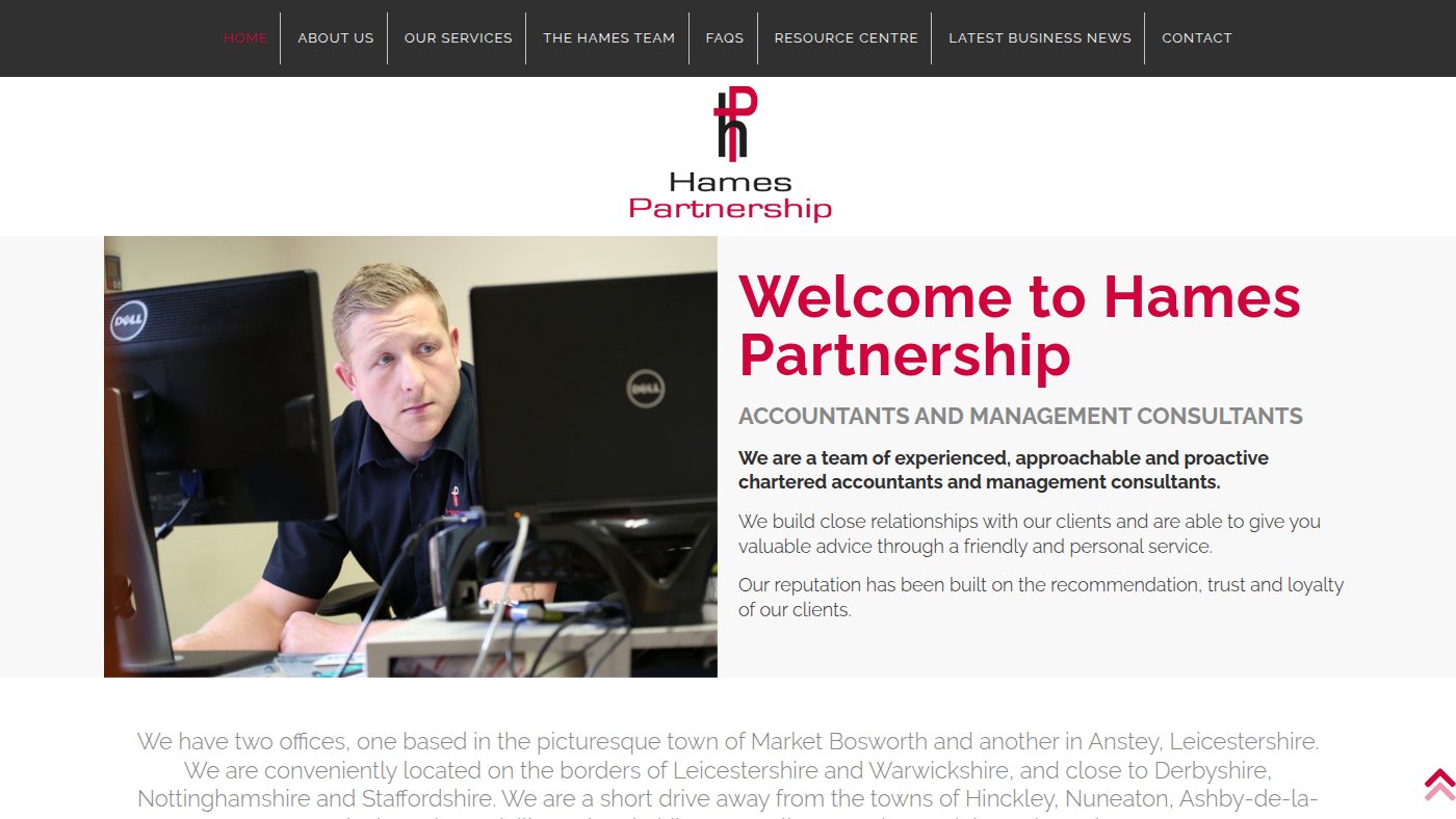 The home page of hamespartnership.co.uk