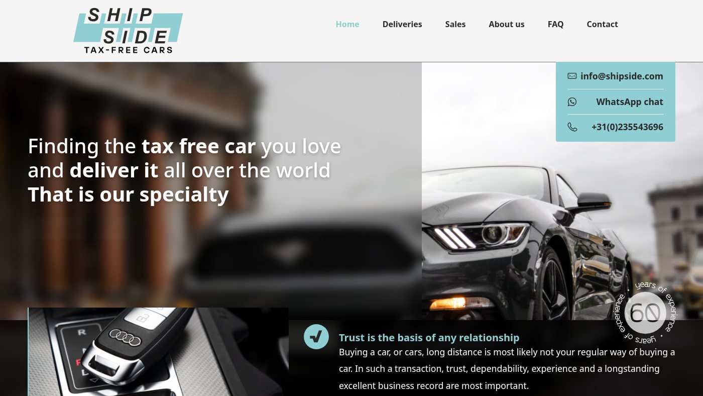 The home page of shipside.com