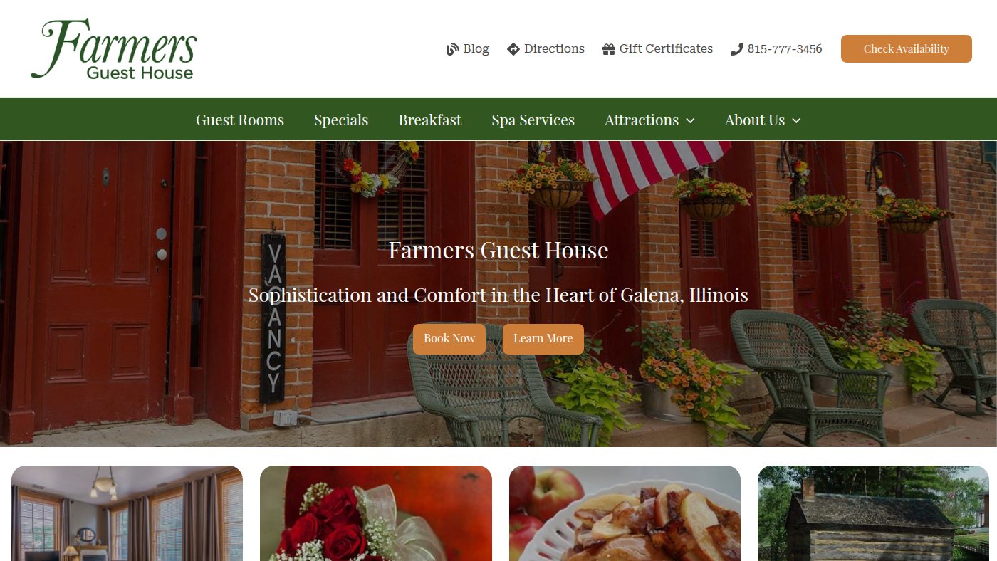 The home page of galenabedandbreakfast.com