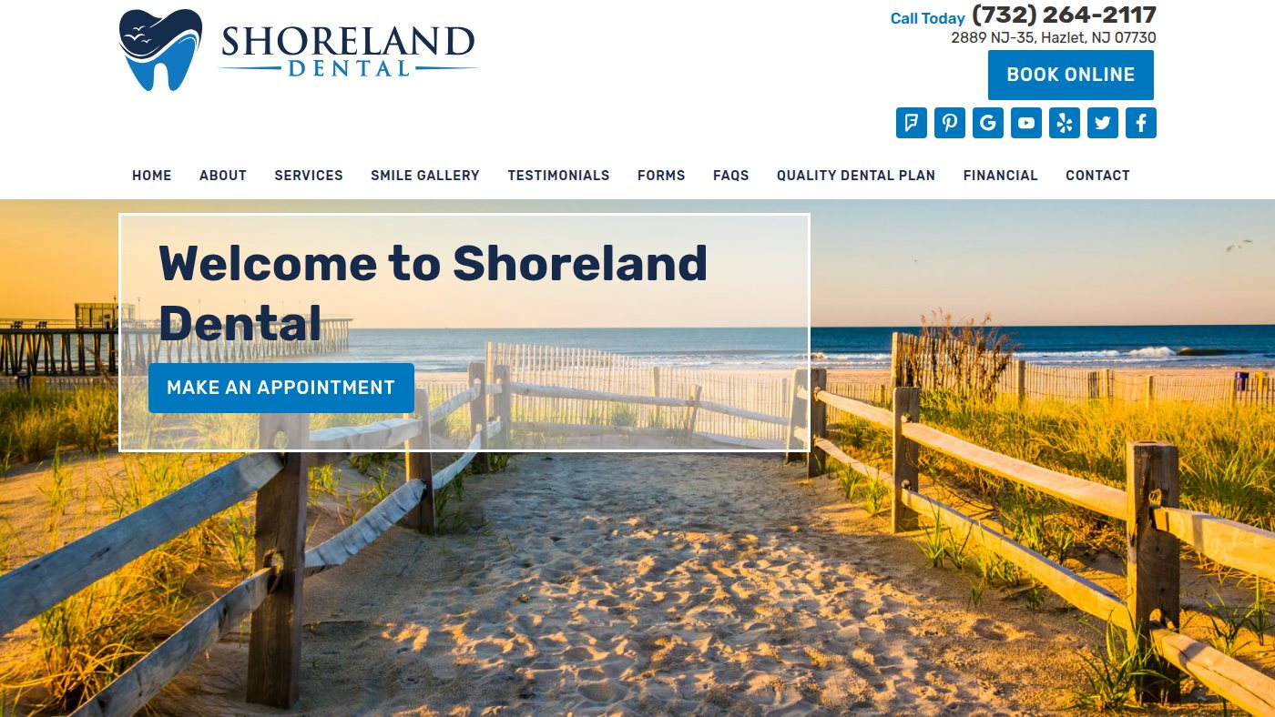 The home page of shorelanddental.com