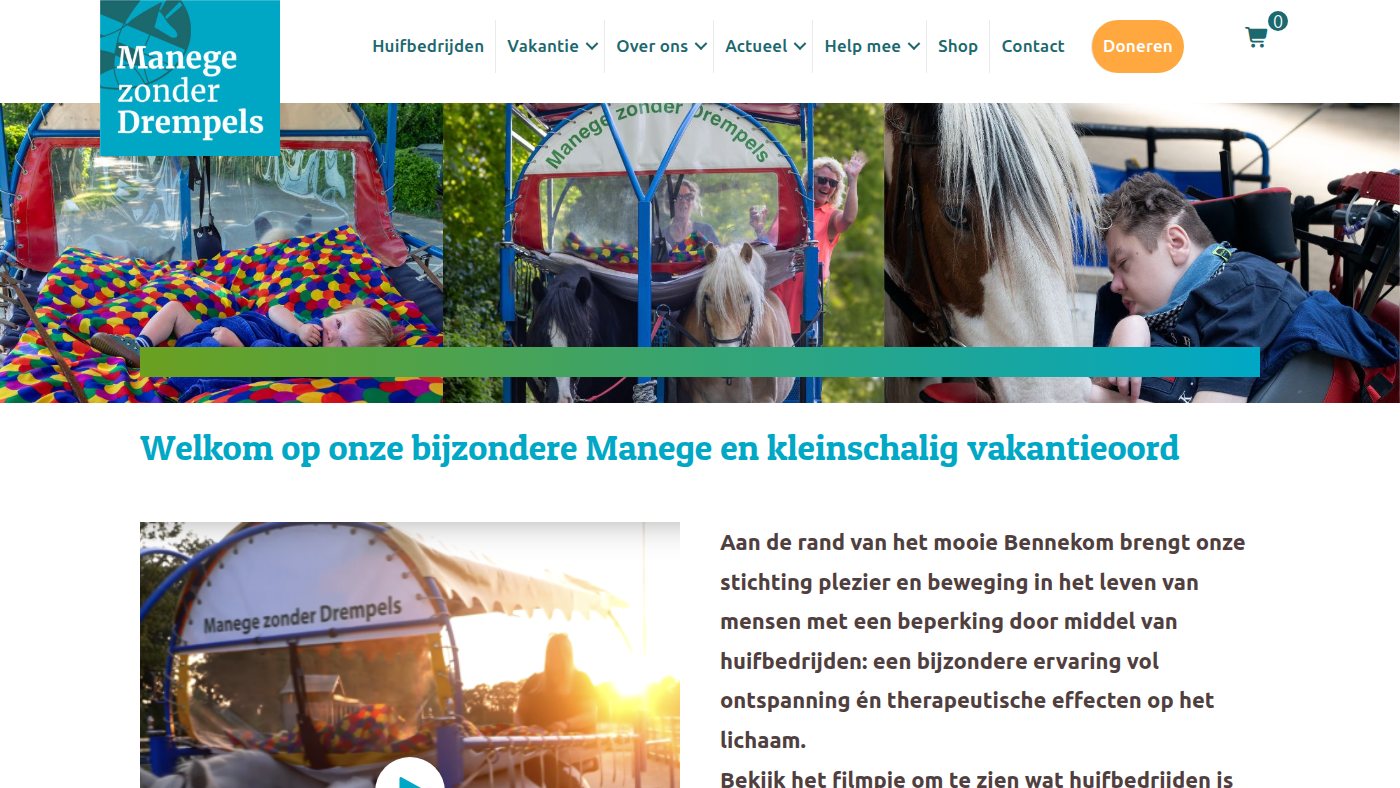 The home page of manege-zonder-drempels.nl