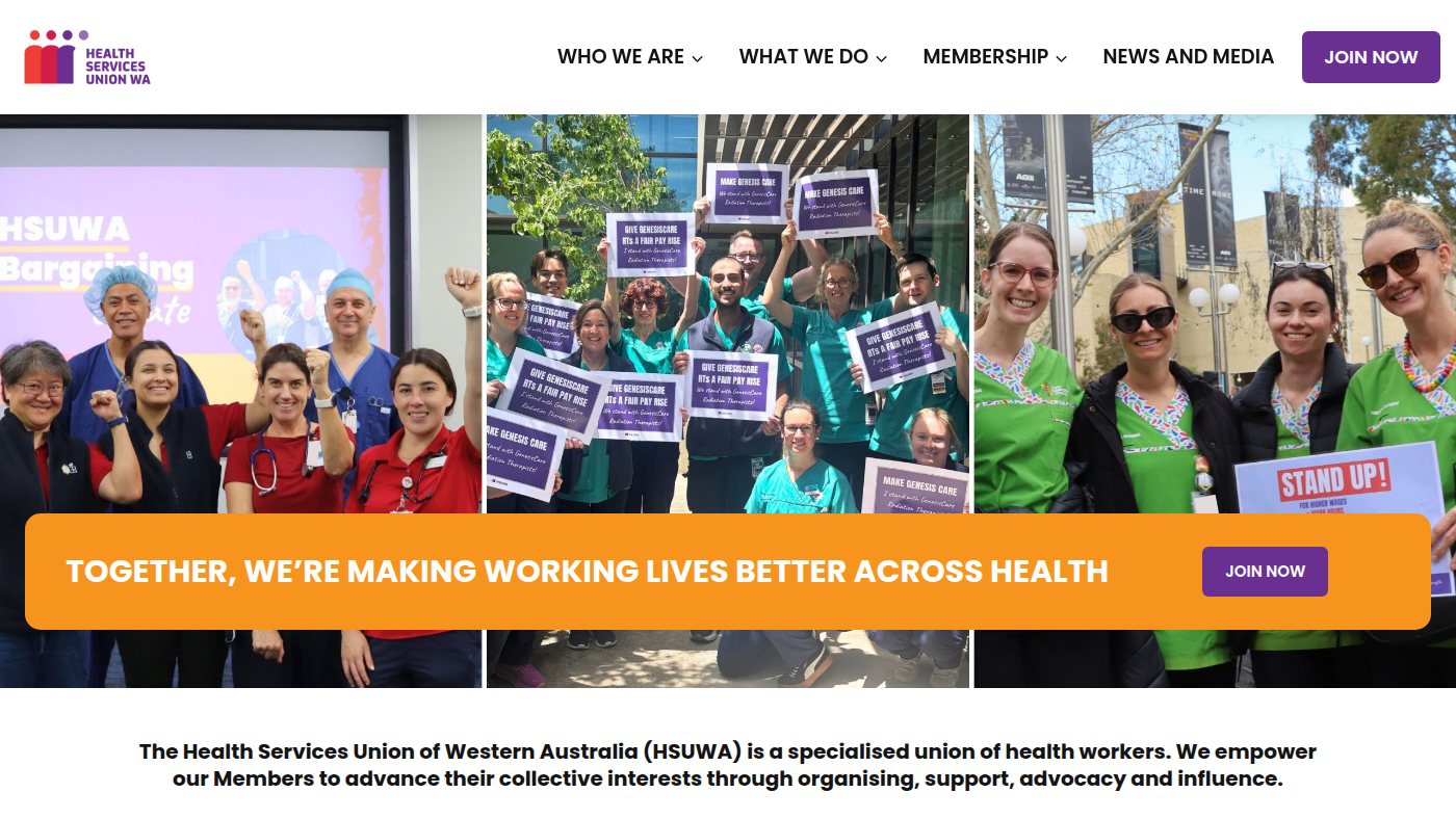 The home page of hsuwa.com.au