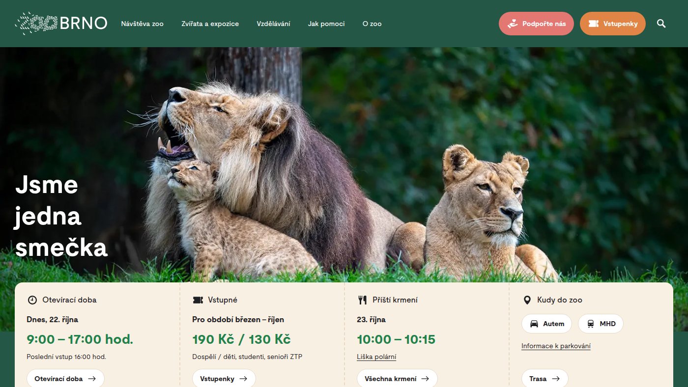 The home page of zoobrno.cz