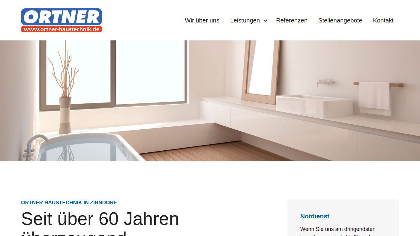 The home page of ortner-haustechnik.de