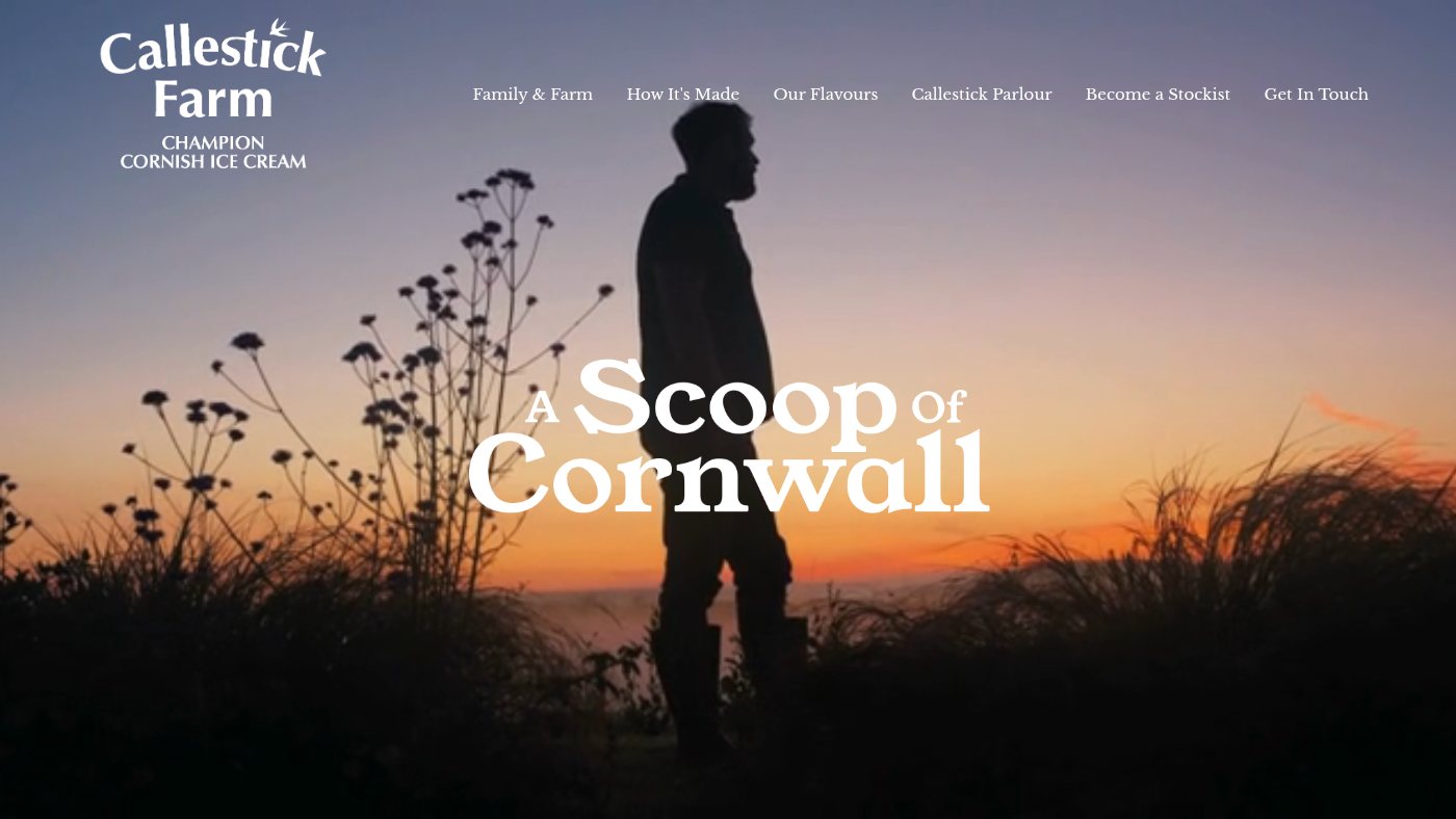 The home page of callestickfarm.co.uk