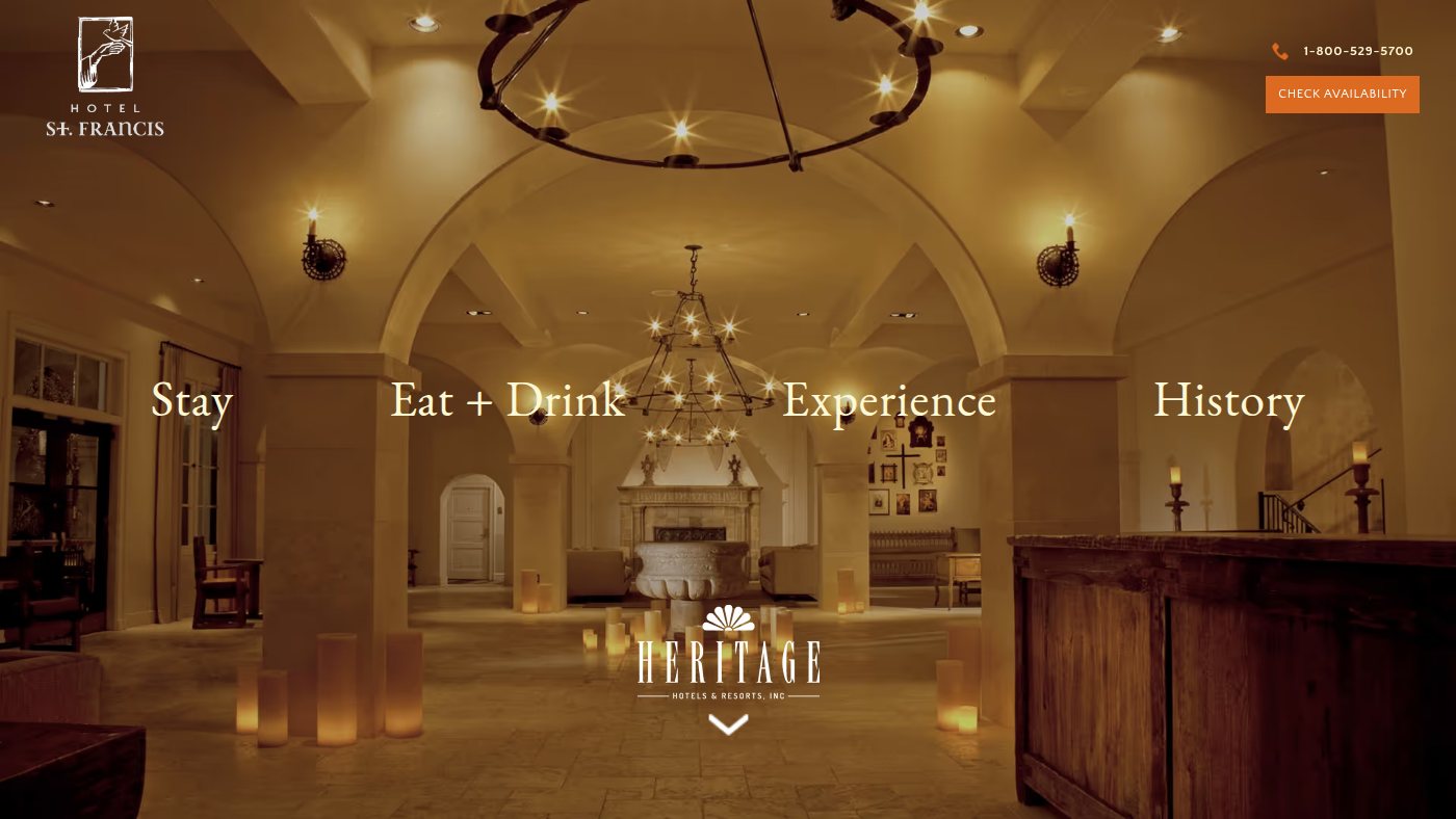 The home page of hotelstfrancis.com