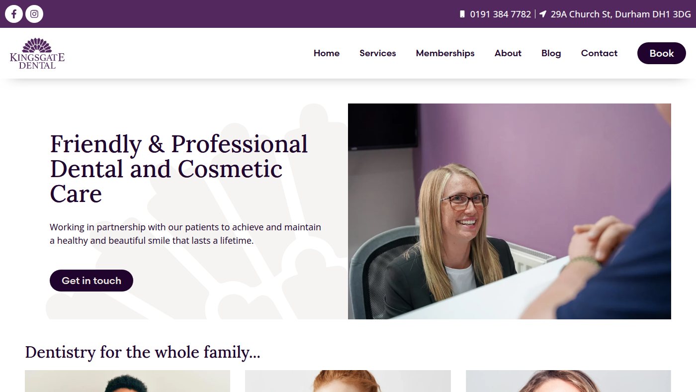 The home page of kingsgatedental.co.uk