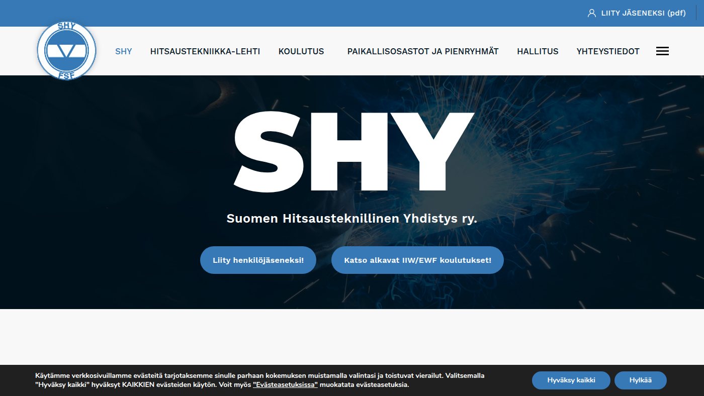 The home page of shy.fi