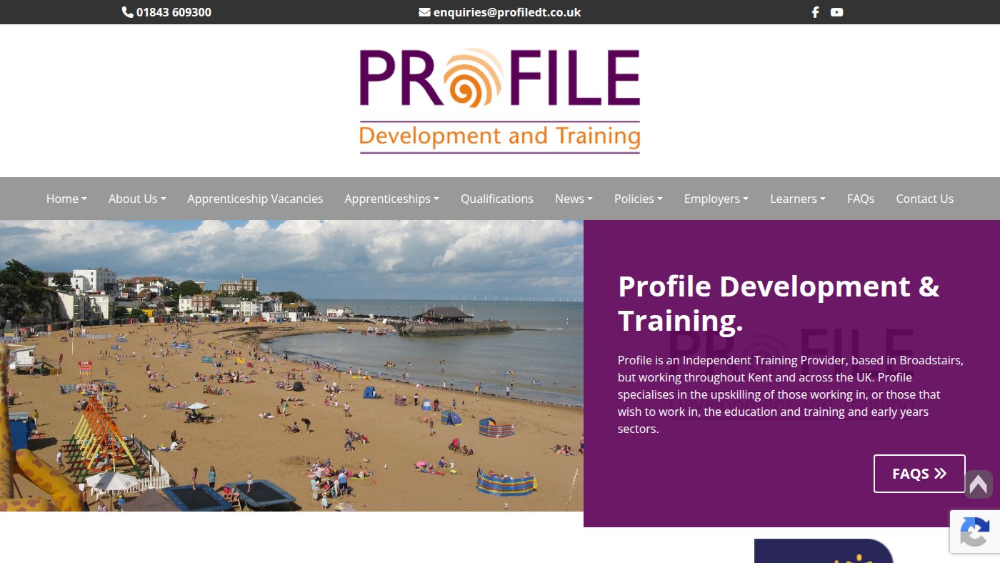 The home page of profiledt.co.uk