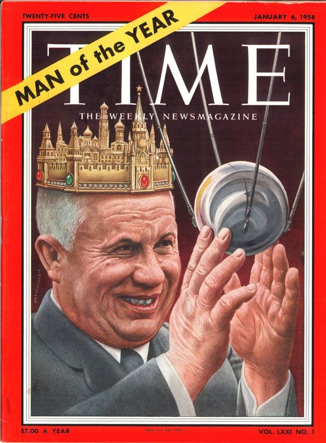 Jrushchov, elegido por la revista Time como Hombre del Año de 1957 tras el lanzamiento del Sputnik