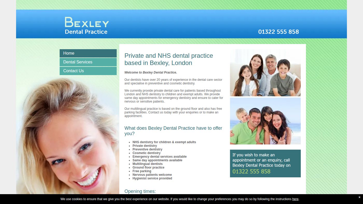 The home page of bexley-dentalpractice.co.uk