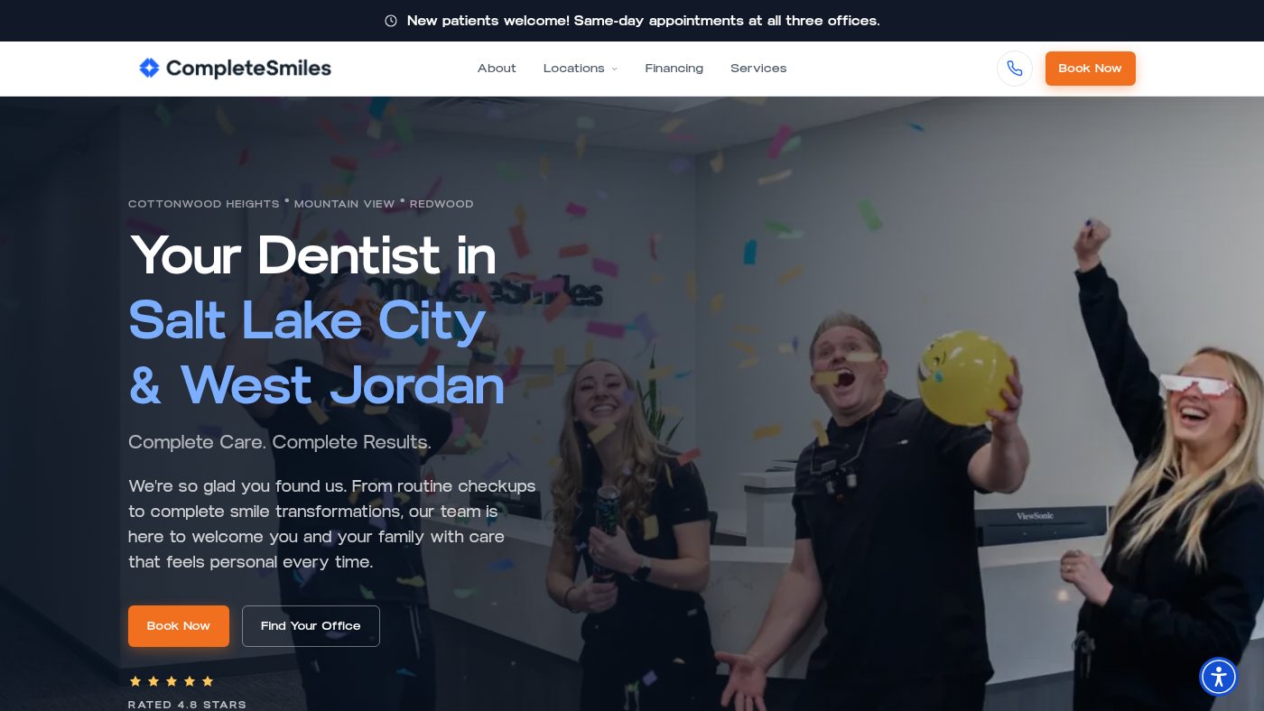 The home page of completesmilesut.com