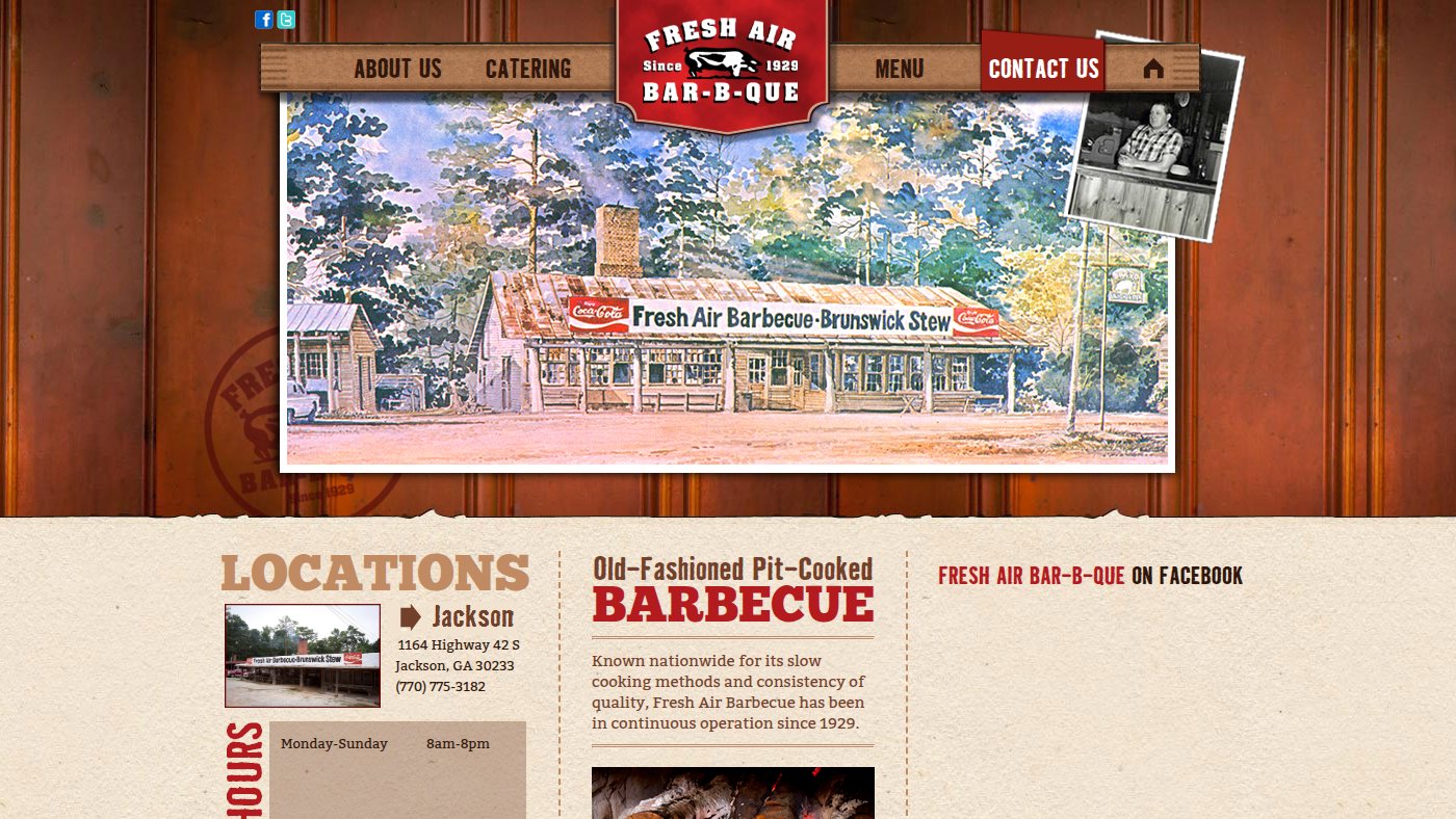 The home page of freshairbarbecue.com
