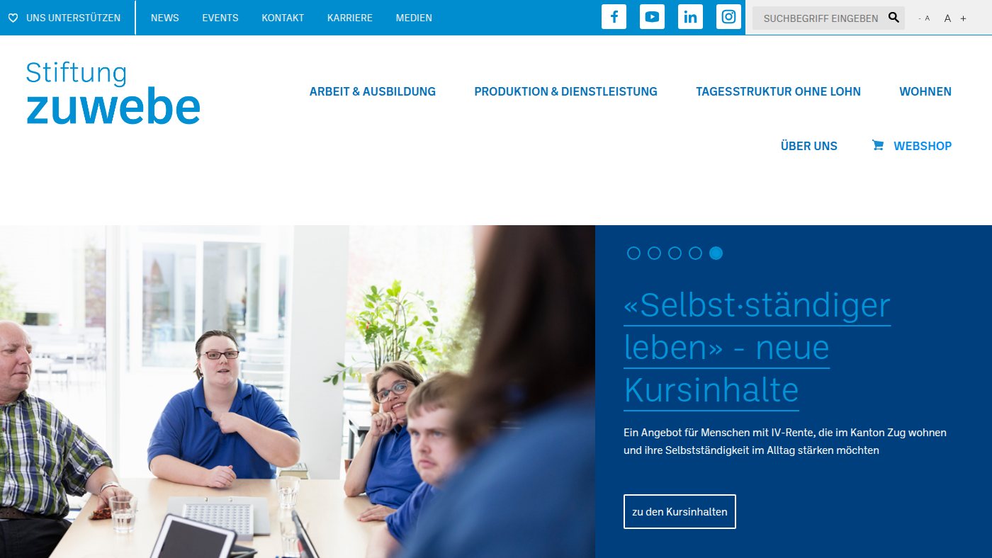 The home page of zuwebe.ch