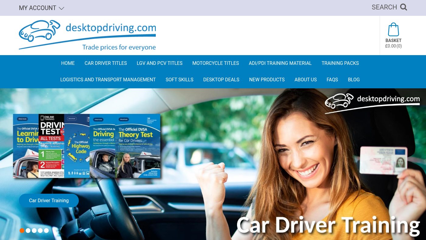 The home page of desktopdriving.com