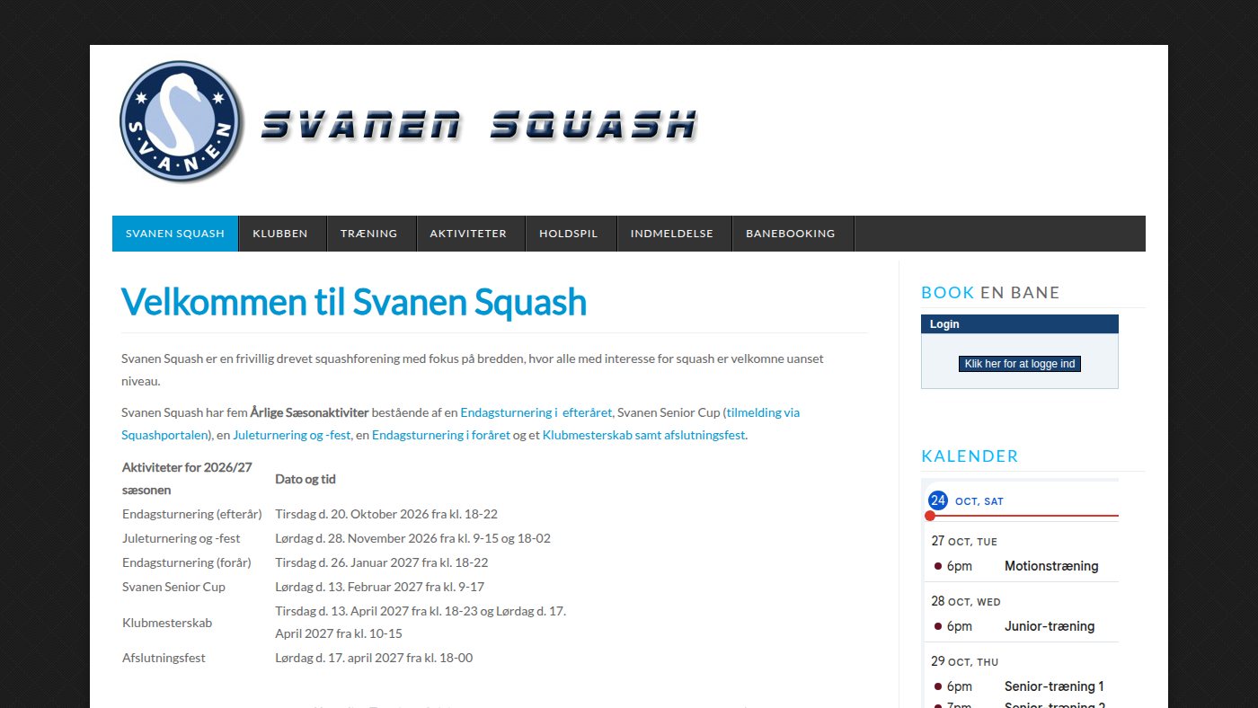 The home page of svanen-squash.dk