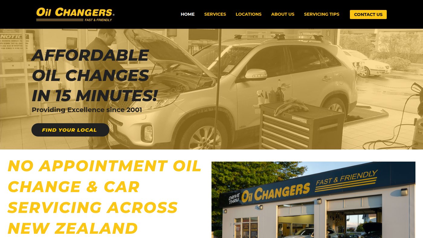 The home page of oilchangers.co.nz