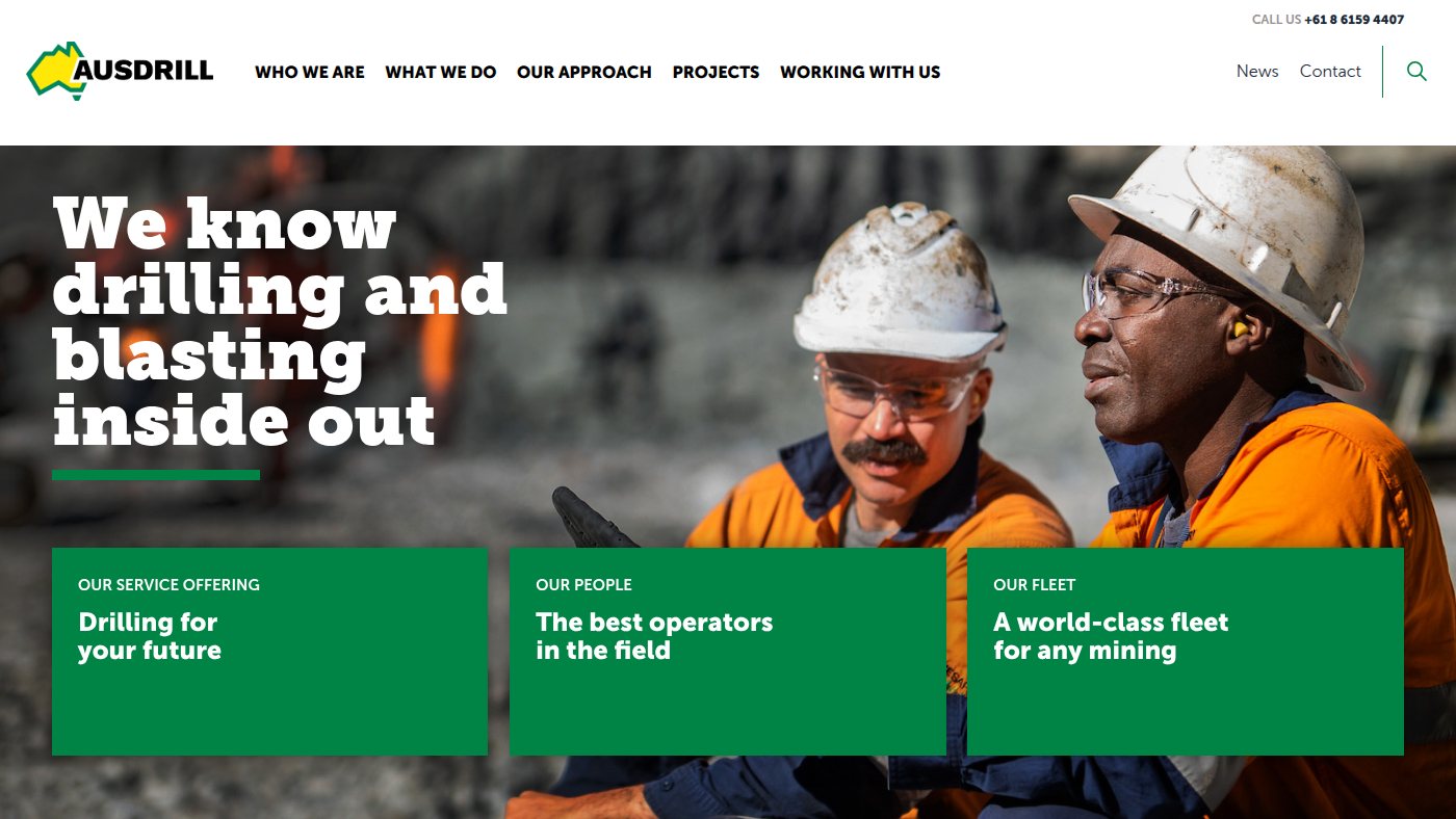 The home page of ausdrill.com.au