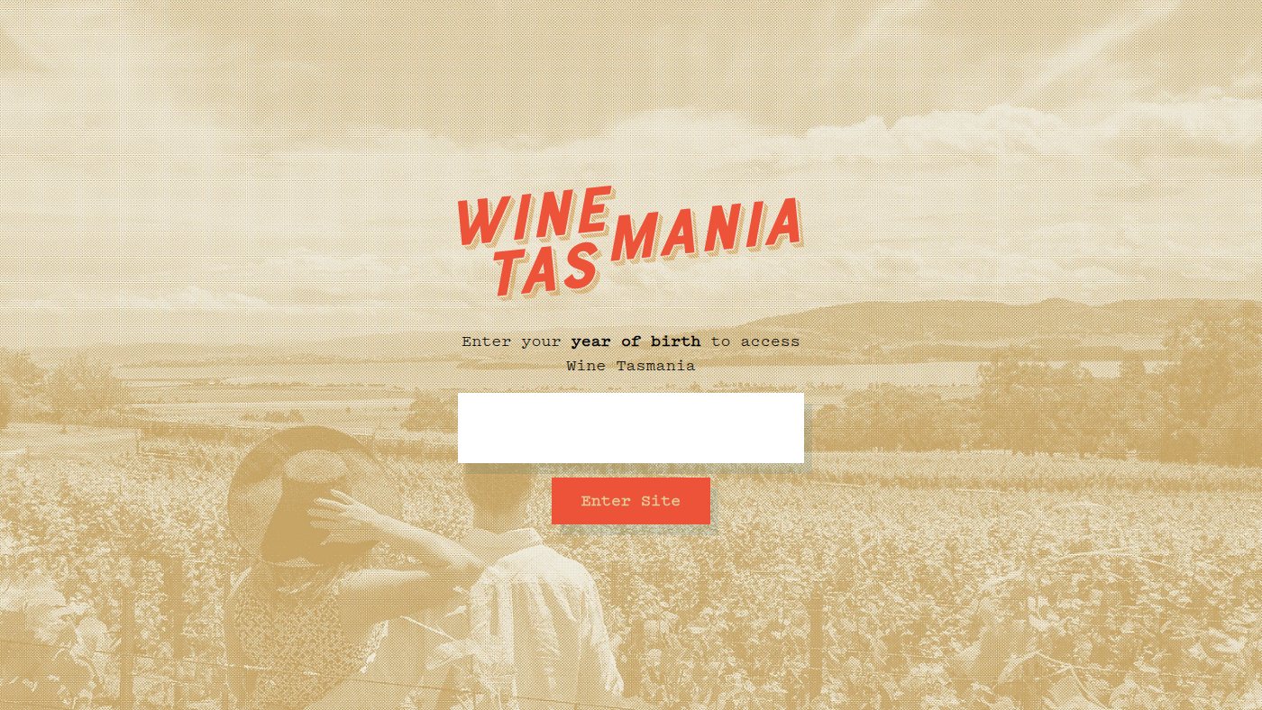 The home page of winetasmania.com.au