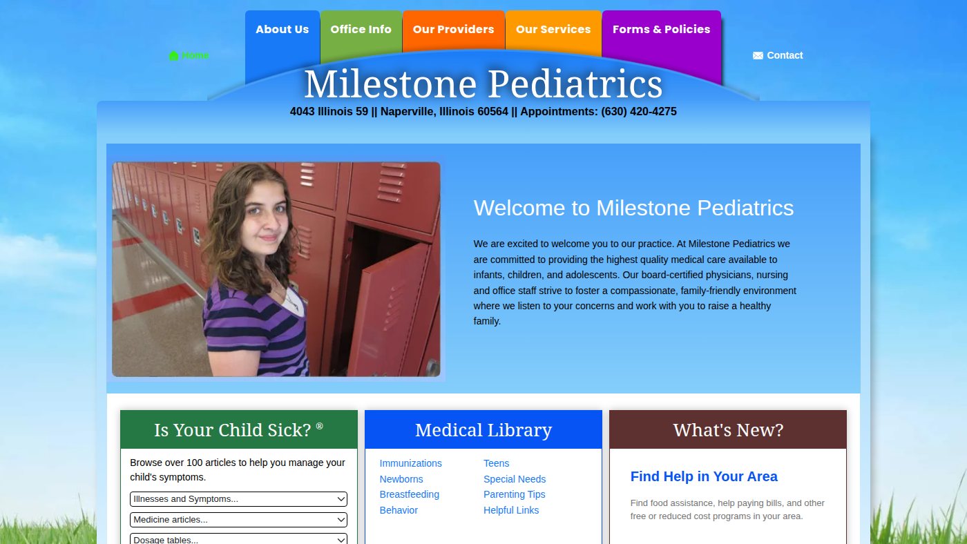 The home page of milestonepediatrics.net